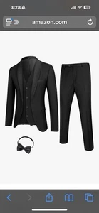 Tuta smoking uomo Coofandy XL 3 pezzi slim fit nera con fiocco cravatta - Foto 1 di 5