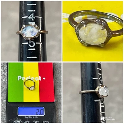 Anillo de plata esterlina piedra lunar ovalado facetado ¡talla 4,5!! Foto 1 de 4