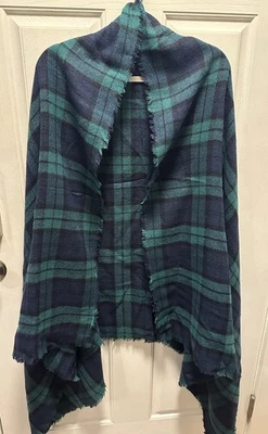 Old Navy женщин фланелевая шаль шарф, темно-синий и зеленый клетку, 49 x 76», один размер - Изображение 1 из 4