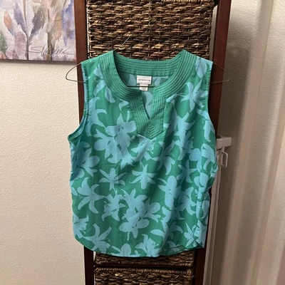 Blusa para mujer Liz Claiborne talla L verde estampado cuello en V sin mangas Foto 1 de 4