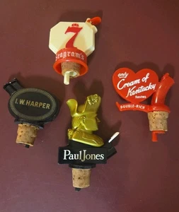 Vtg Pourers Pour Spout Toppers Lot Of 4 Paul Jones I.W. Harper Cream Of Kentucky - Picture 1 of 5