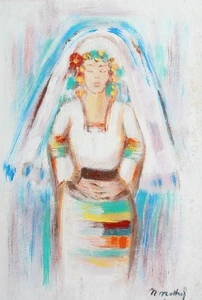 2012 expressionist gouache painting woman portrait - Picture 1 of 12