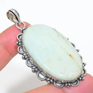 Natural Chrysoprase Gemstone 925 Sterling Silver Jewelry Pendant 2.56" Gift Q697 - Picture 1 of 6