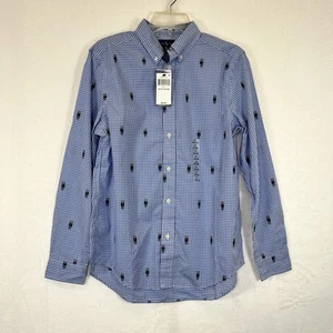 NWT Polo Ralph Lauren Bear Button Up Shirt Boys Medium 10/12 Gingham Long Sleeve - Picture 1 of 14