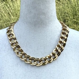 Vintage Monet Statement Gold-Tone Double Large Link 20" Collar Necklace - Picture 1 of 7