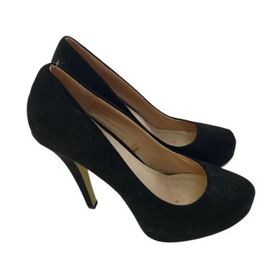 Forever 21 Black Faux Suede Platform Pumps Size 9 - Image 1 of 4