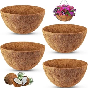 Hanging Basket Coco Liners, Coconut Planter Basket Liners 4 Packs 12 Inch 100... - Picture 1 of 6