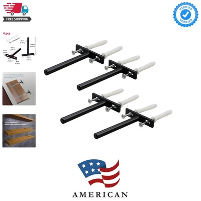 Soportes de estantería flotantes negros mate con herrajes de instalación - Paquete de 4 Foto 1 de 4