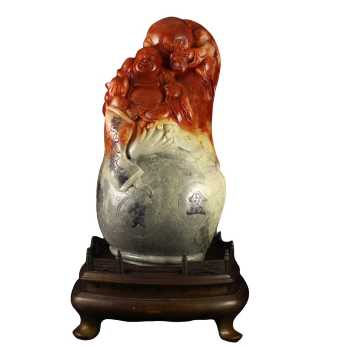 红色寿山石主中国风雕像、雕像| eBay