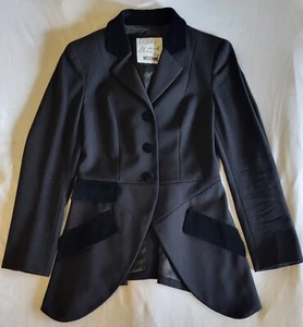 Womens Moschino Cheap and Chic Black Wool Riding Jacket Blazer Size 6 Vintage - Foto 1 di 18