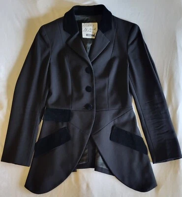 Moschino Cheap and Chic Black Wool Riding Jacket Blazer Women's Size 6 Vintage - Image 1 of 4