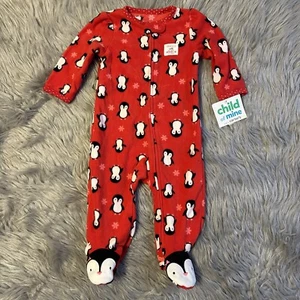 Child Of Mine Made By Carter’s Winter Penguin Pajamas Baby Girls Size 3-6 Months - Picture 1 of 5