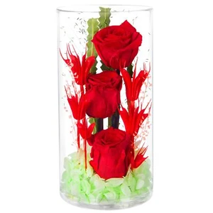 Preserved Rose in Glass Dome Dried Flowers Arrangement Gifts for Women Mother... - Picture 1 of 7