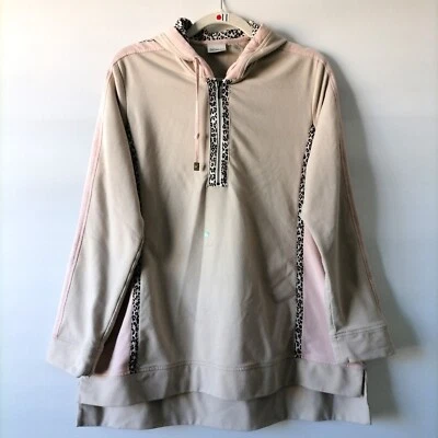 Chicos By Zenergy Womens Pink 1/2 Zip Long Sleeve Hooded Sweatshirt Size 2 US L - Image 1 of 4