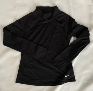 Nike Dri-Fit Girls Sz Large 12 Black Athletic Mock neck Compression Top - Picture 1 of 4