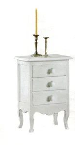 Mesilla de Noche 3 Cajones Blanco Matt Arte Pobre Clásico Shabby CM 43x32x64H - Imagen 1 de 3