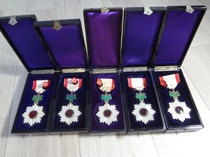 WWII Japanese Order of the Rising Sun 5th Class Gold & Silver Medal Badge 5 set - Picture 1 of 22