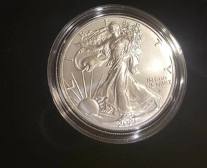 2021-W Burnished Uncirculated American Silver Eagle Type 2 Coin OGP/COA (21EGN) - Picture 1 of 3