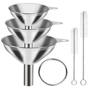 6 Pezzi Mini Imbuti Acciaio Inox per Uso Cucina Grandi Piccoli Imbuti Set 3 - Foto 1 di 6