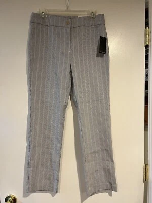 Rafaella Women’s Striped Blue / White Pants - Size 8 - NWT - Image 1 of 4
