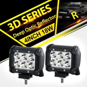 Pair 4" inch 18W LED Work Light Bar Cube Pod Offroad Fog Lamp 4WD SUV ATV Pickup - Picture 1 of 11