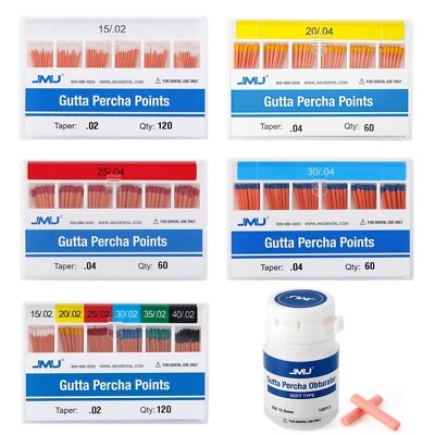 JMU Dental Endo Root Canal Gutta Percha Points Pelltes 02 04 06 Taper F1 F3 - Image 1 of 4
