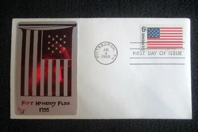 USA - "HISTORICAL FLAGS ~ FORT McHENRY FLAG 1795" Sarzin Metal FDC 1968 ! - Image 1 of 4