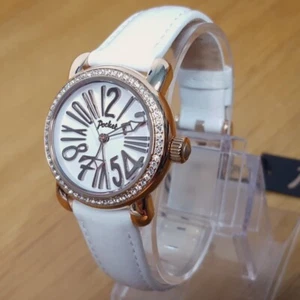 Reloj Bolsillo Damas Wow Cuero Blanco Oro Rosa Conjunto Swarovski Arte Pop PK1010 NUEVO - Imagen 1 de 11
