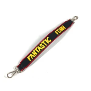 FENDI Strap You Logo Striped Short Shoulder strap Leather Black/Yellow x Red - Picture 1 of 9