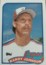 1989 Topps Randy Johnson Rookie Card#647 Expos Error w/white dots. *RARE. MINT*