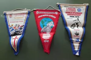 3x Vintage Speedway Pennants 1978 Canterbury + 79 Wembley & Poland Championships - Picture 1 of 6