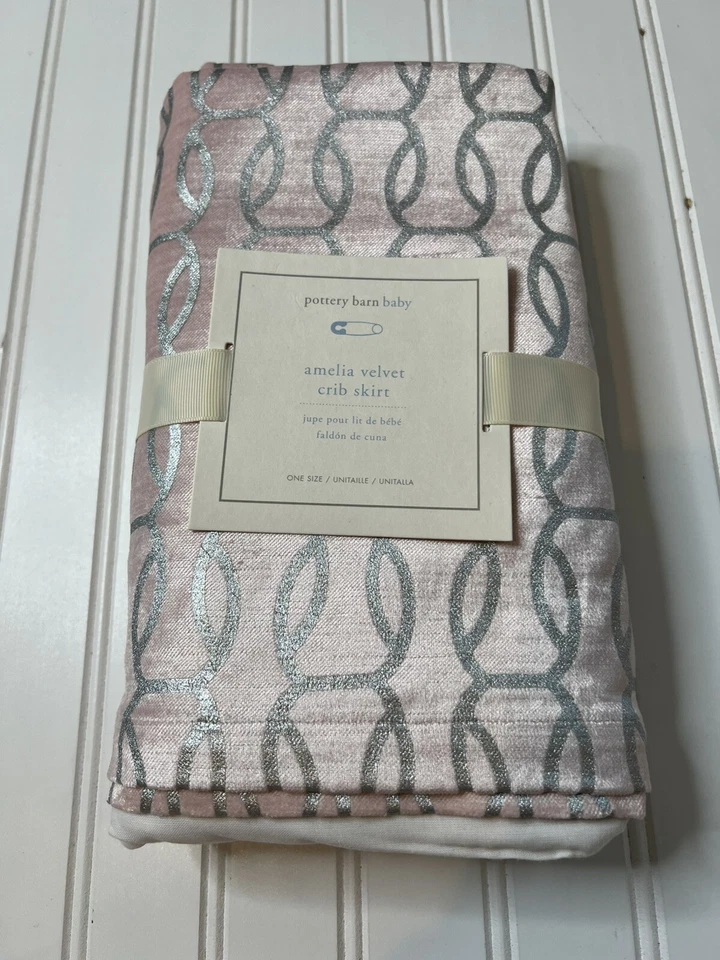 POTTERY BARN KIDS BABY CRIB SKIRT Amelia Velvet Girl NEW - Image 1 of 2