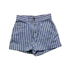 BDG High Rise Cuffed Jean Shorts Womens Size 8 Blue Striped Denim - Picture 1 of 8