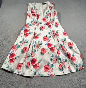 Luisa Spagnoli mini abito donna 46 bianco floreale aderente e svasato plissettato vintage Y2K - Foto 1 di 7