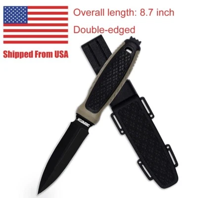 8.7" Double Edge Blade Dagger Fixed Blade Knives with Sheath Self-Defense Knife - Image 1 of 4
