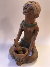 Mexican Terra Cotta Clay Nude Woman Statue Mortar Inca Mayan Aztec ?