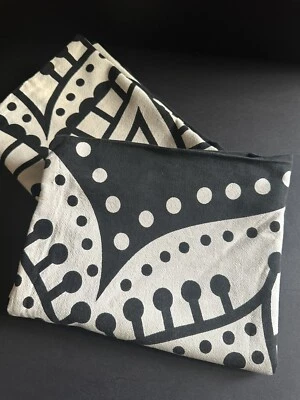 Pair Set 2 Pillow Shams Pillowcase Standard Double Black Natural Graphic Boho - Image 1 of 4