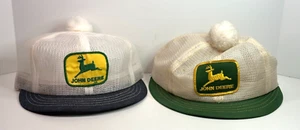 RARE!! VINTAGE JOHN DEERE PATCH HATS FARMER MESH SNAPBACK CAP POM GOLF - Picture 1 of 10