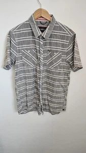 O'Neill Men's Grey Cotton Short Sleeve Shirt M Striped Casual Summer Beach Top - Picture 1 of 13