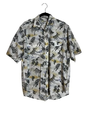 Camisa cebra vintage años 80 Diane Von Furstenberg botón frontal safari talla grande Foto 1 de 4