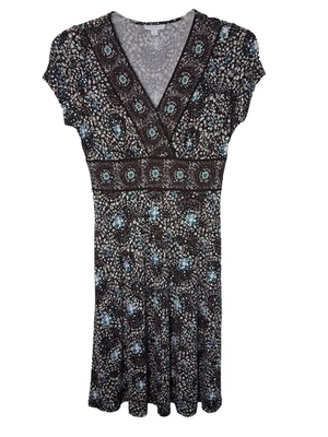 Y2K Vintage Baby Doll Charter Club Size 4 Dress Brown Geo Print Empire Waist - Image 1 of 4