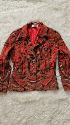 Isaac Mizrahi оранжевый и пейсли вельветовый блейзер куртка женщин размер средний - Изображение 1 из 3
