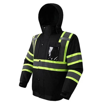  Hi-Vis Winter Safety Bomber Jacket for men and women | Winter Medium 116-black - Image 1 of 4