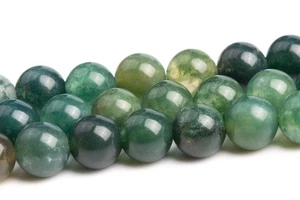 Cuentas sueltas redondas de musgo verde natural grado AAA 3/4/6/8/10/12/15-16 MM - Imagen 1 de 17