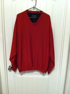 Pullover para hombre Cutter & Buck CB WindTec 2XT rojo manga larga cuello en V con bolsillos - Imagen 1 de 8