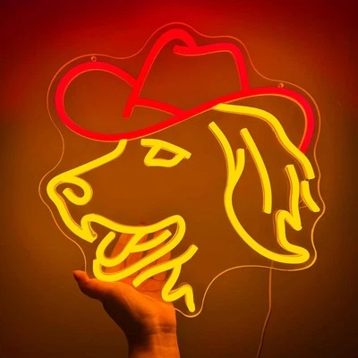 Letreros de neón Golden Retriever para decoración de pared, lindo perro con rojo, amarillo  Foto 1 de 4