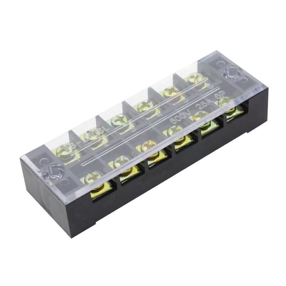 Dual Row 6 Position Screws Terminal Electric Barrier Strip Block 600V 15A 5 Sets - Image 1 of 3