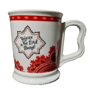 DaySpring Freuen Sie sich immer auf den Herrn Kaffeebecher 9 flüssige Unzen weiß mit rotem Design Tasse - Bild 1 von 12