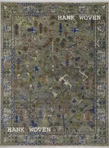 Handmade 8x10 Gray Garden Inspired Oushak Area Rug | Customizable Carpet - Picture 1 of 9