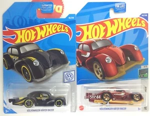 2019 2022 Hot Wheels Volkswagen VW KAFER RACER, Moon Eyes Black & Red Lot of 2 - Picture 1 of 6